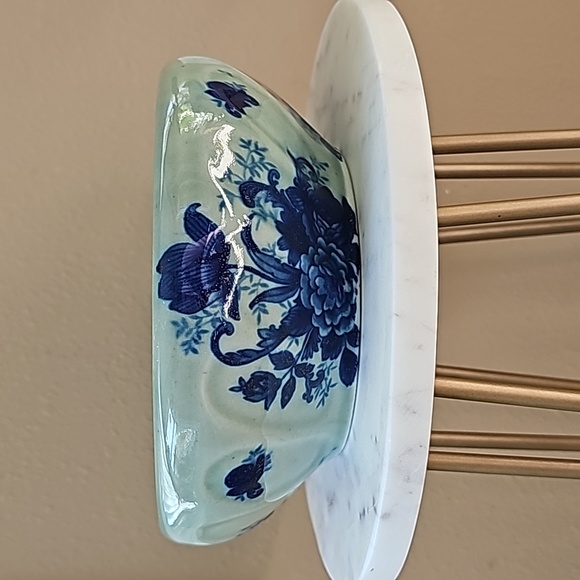 AAA Imports Ceramic Green Blue Floral Chinoiserie Style Planter Pot - Picture 2 of 12